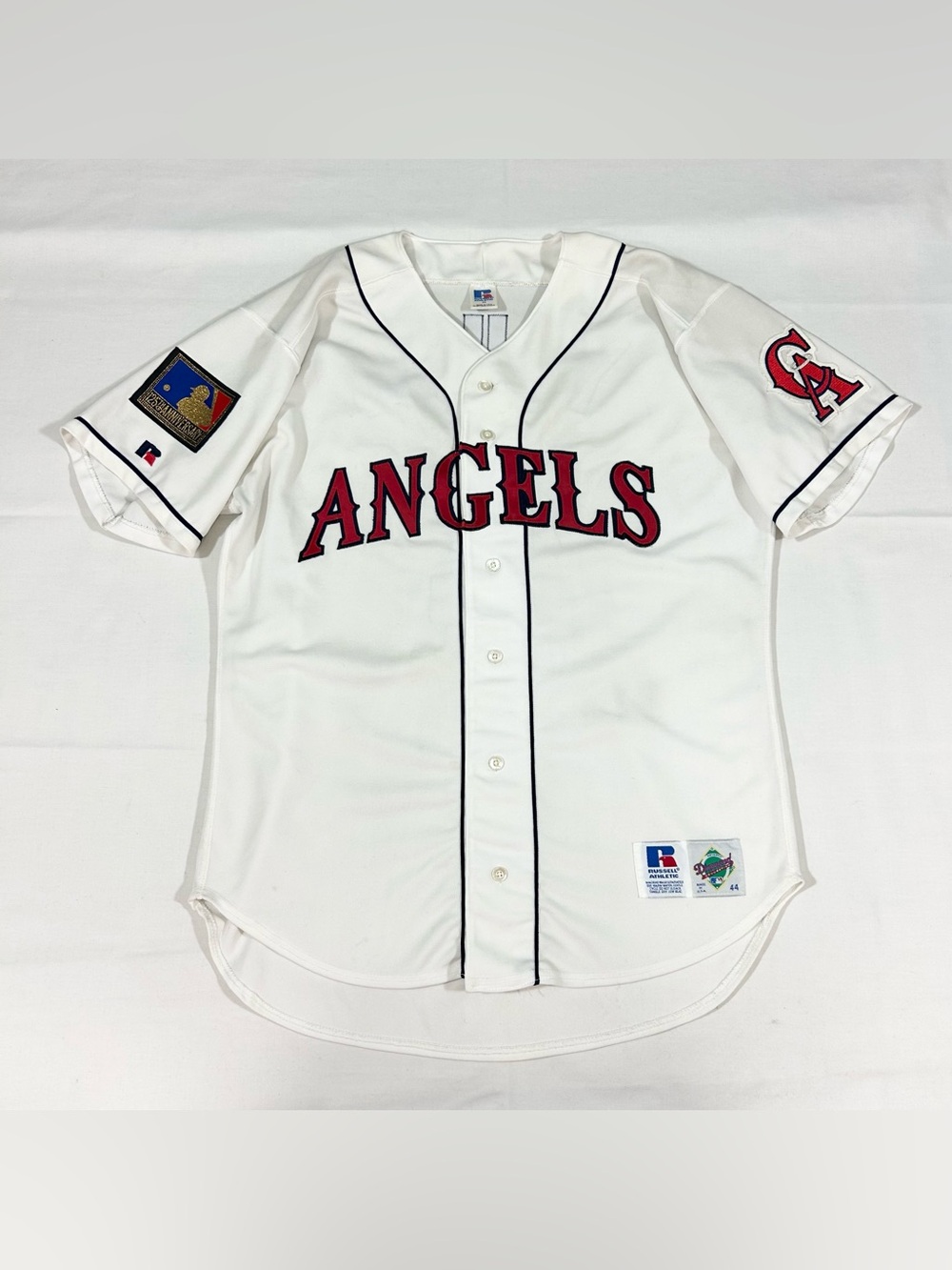 Vtg 90s Russell Authentic Diamond Co Mens 44 California Angels Jersey #1 Young
